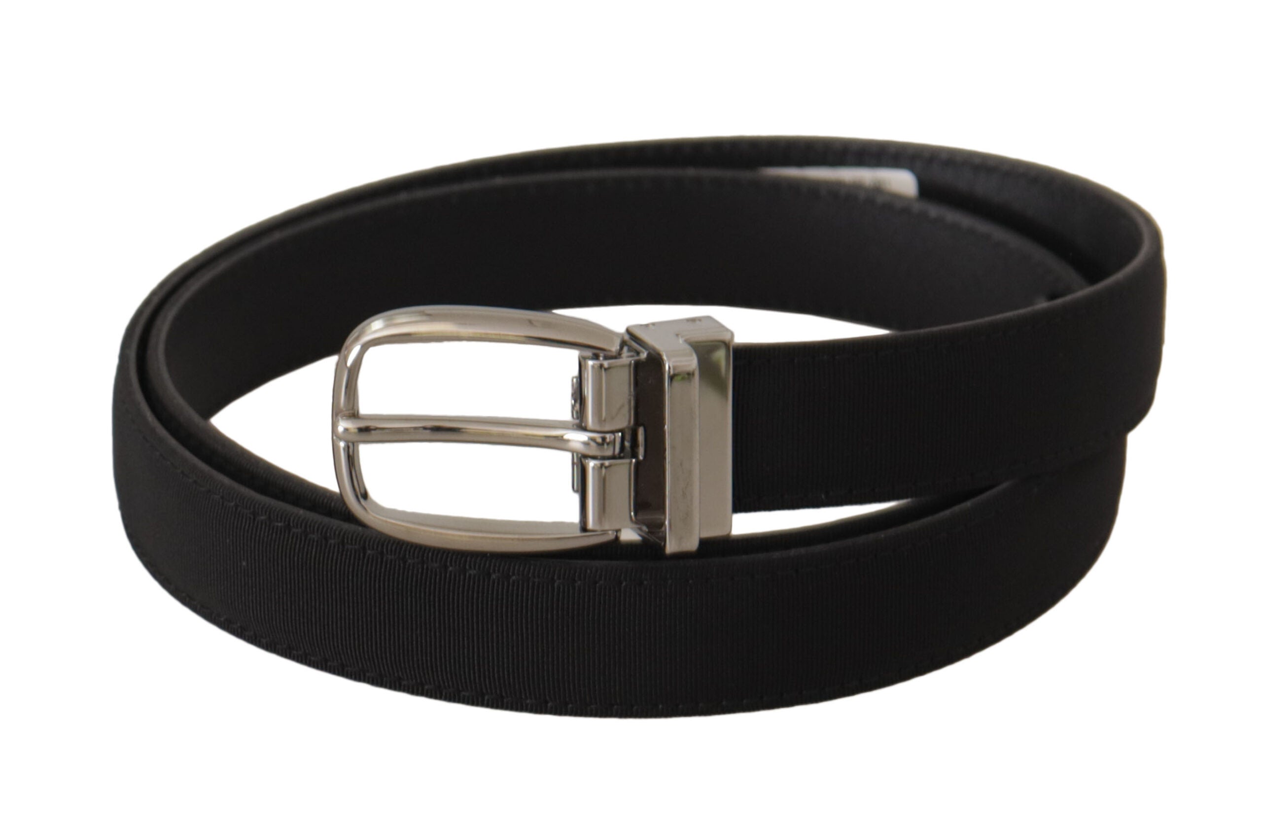 Dolce &amp; Gabbana Eleganter schwarzer Canvas- und Ledergürtel