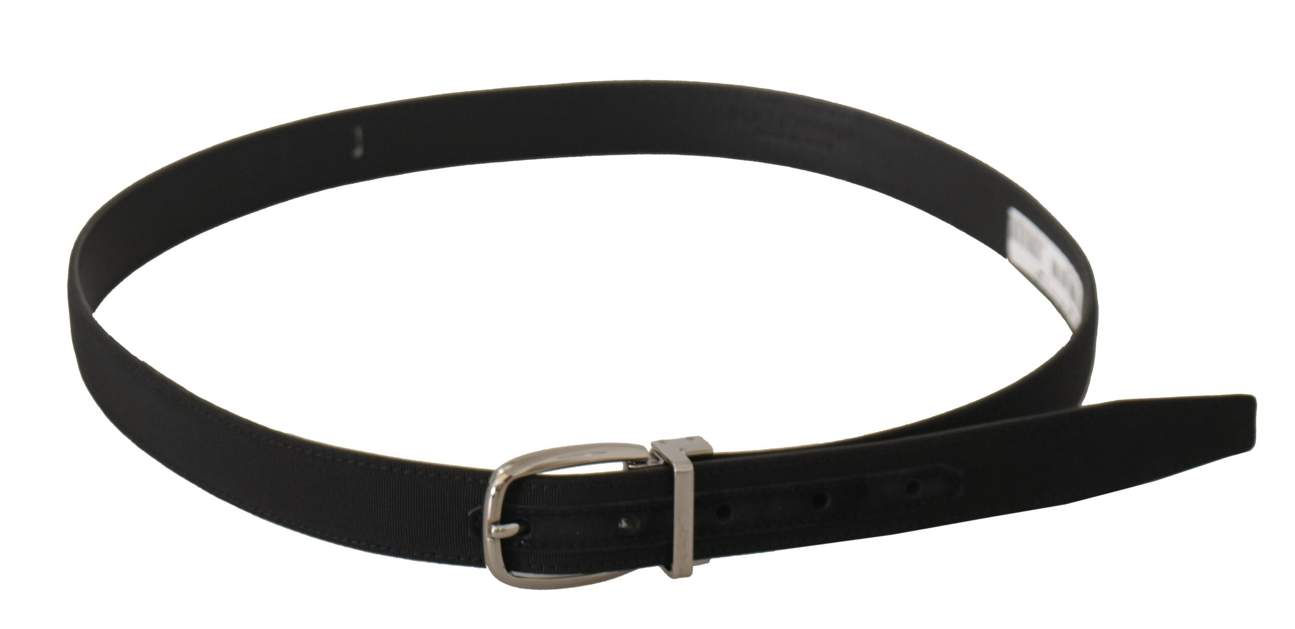 Dolce &amp; Gabbana Eleganter schwarzer Canvas- und Ledergürtel