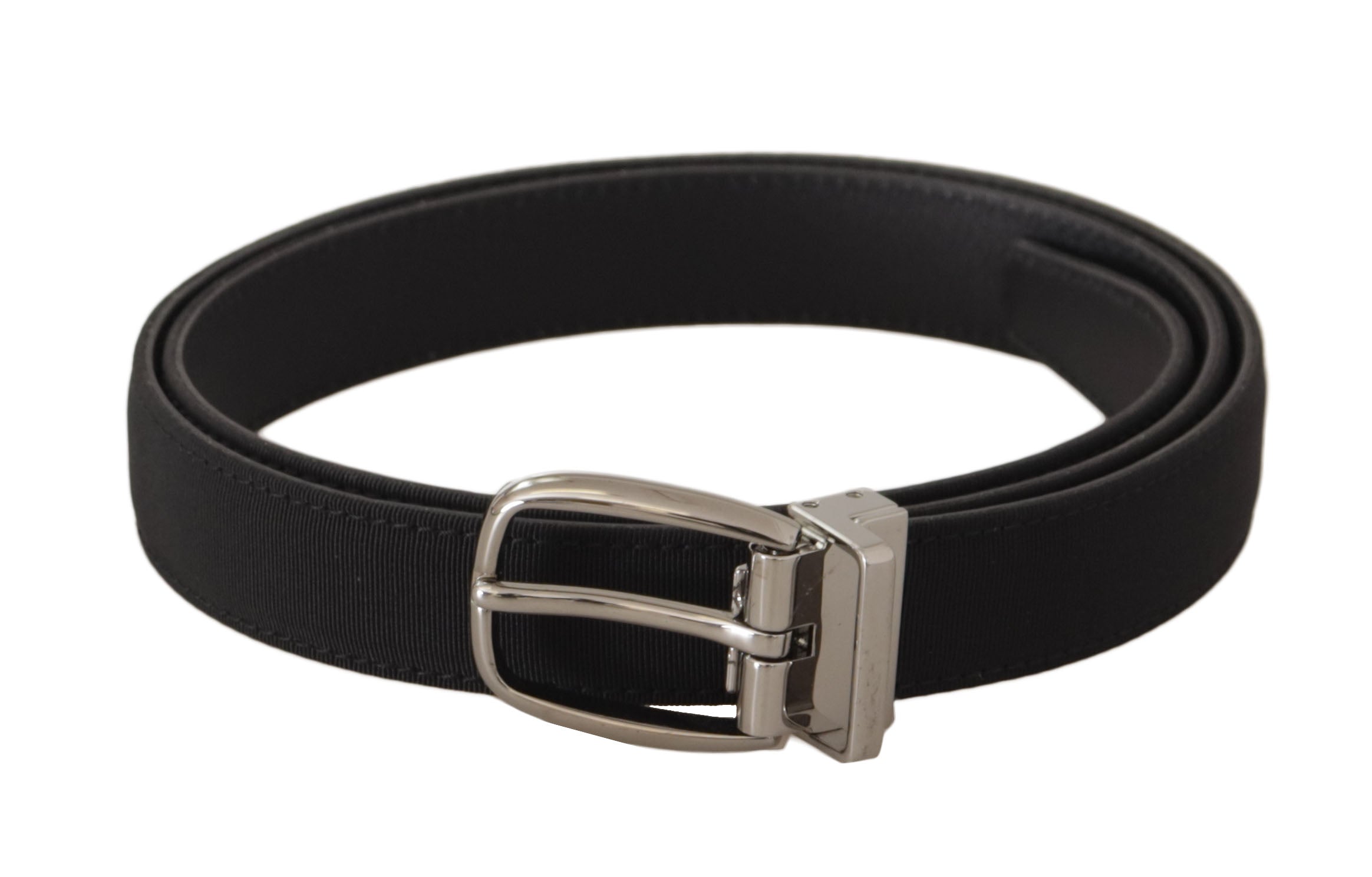 Dolce &amp; Gabbana Eleganter schwarzer Canvas- und Ledergürtel