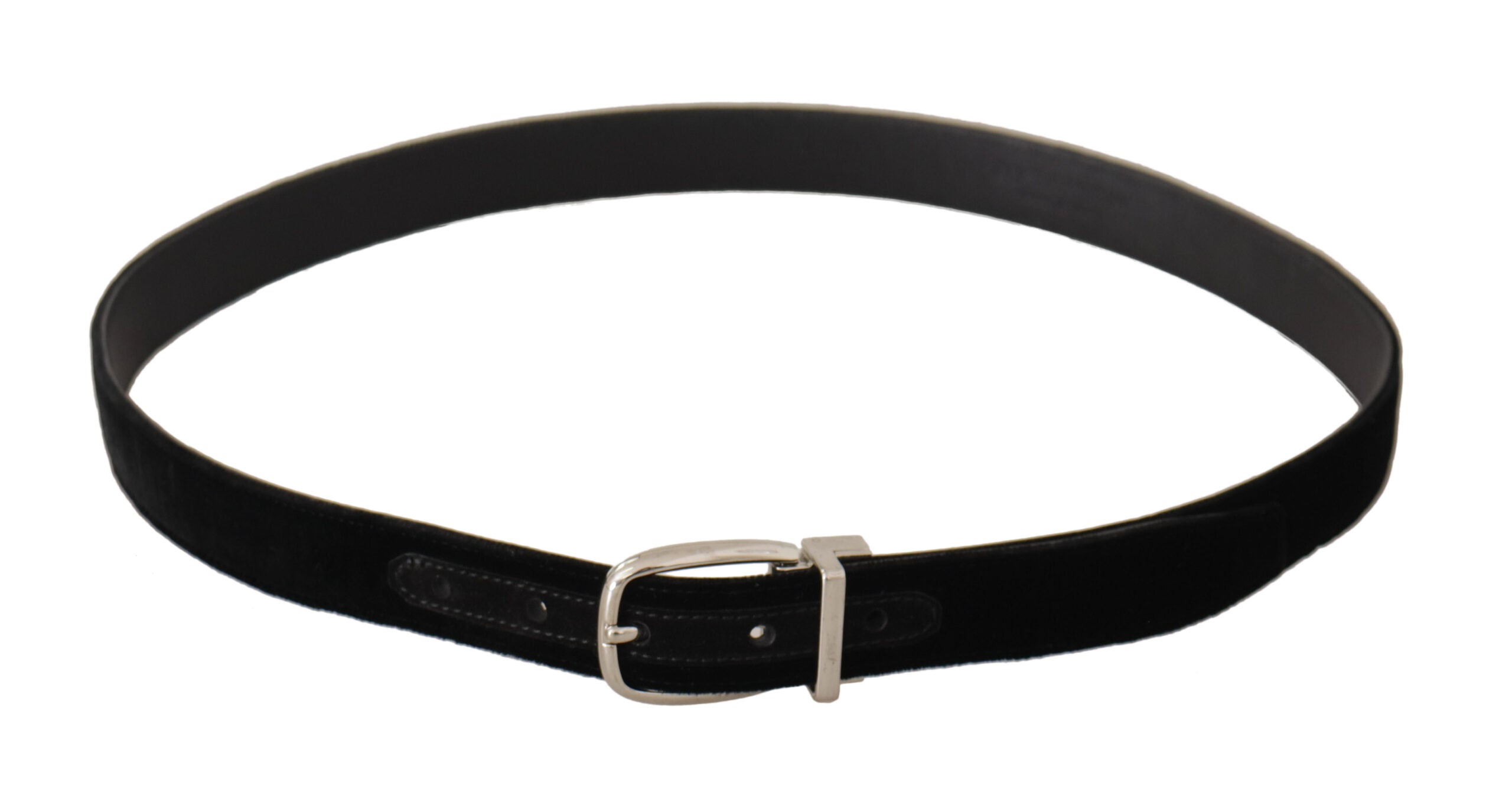 Dolce &amp; Gabbana Eleganter schwarzer Samtgürtel mit Logo-Schnalle