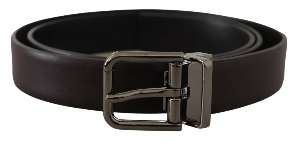Dolce &amp; Gabbana Eleganter dunkelbrauner Ledergürtel