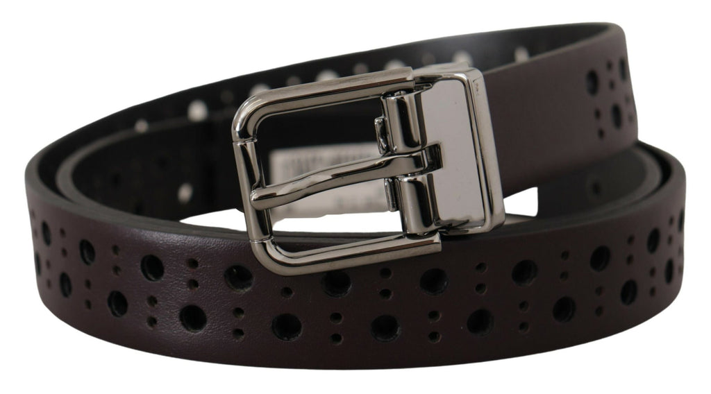 Dolce &amp; Gabbana Eleganter dunkelvioletter Ledergürtel