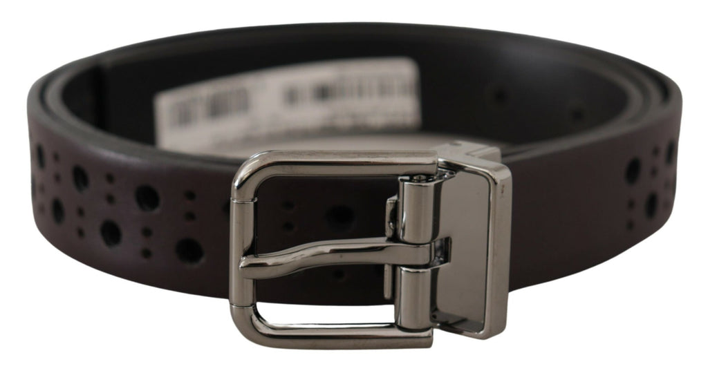 Dolce &amp; Gabbana Eleganter dunkelvioletter Ledergürtel