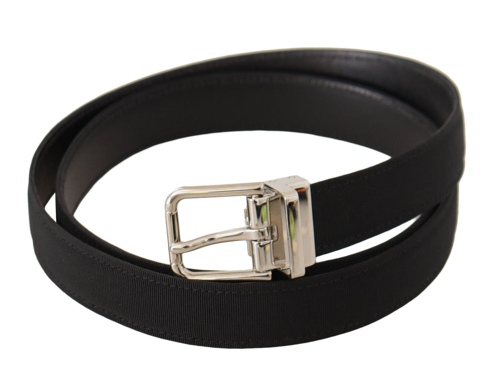 Dolce &amp; Gabbana Eleganter schwarzer Canvas- und Ledergürtel