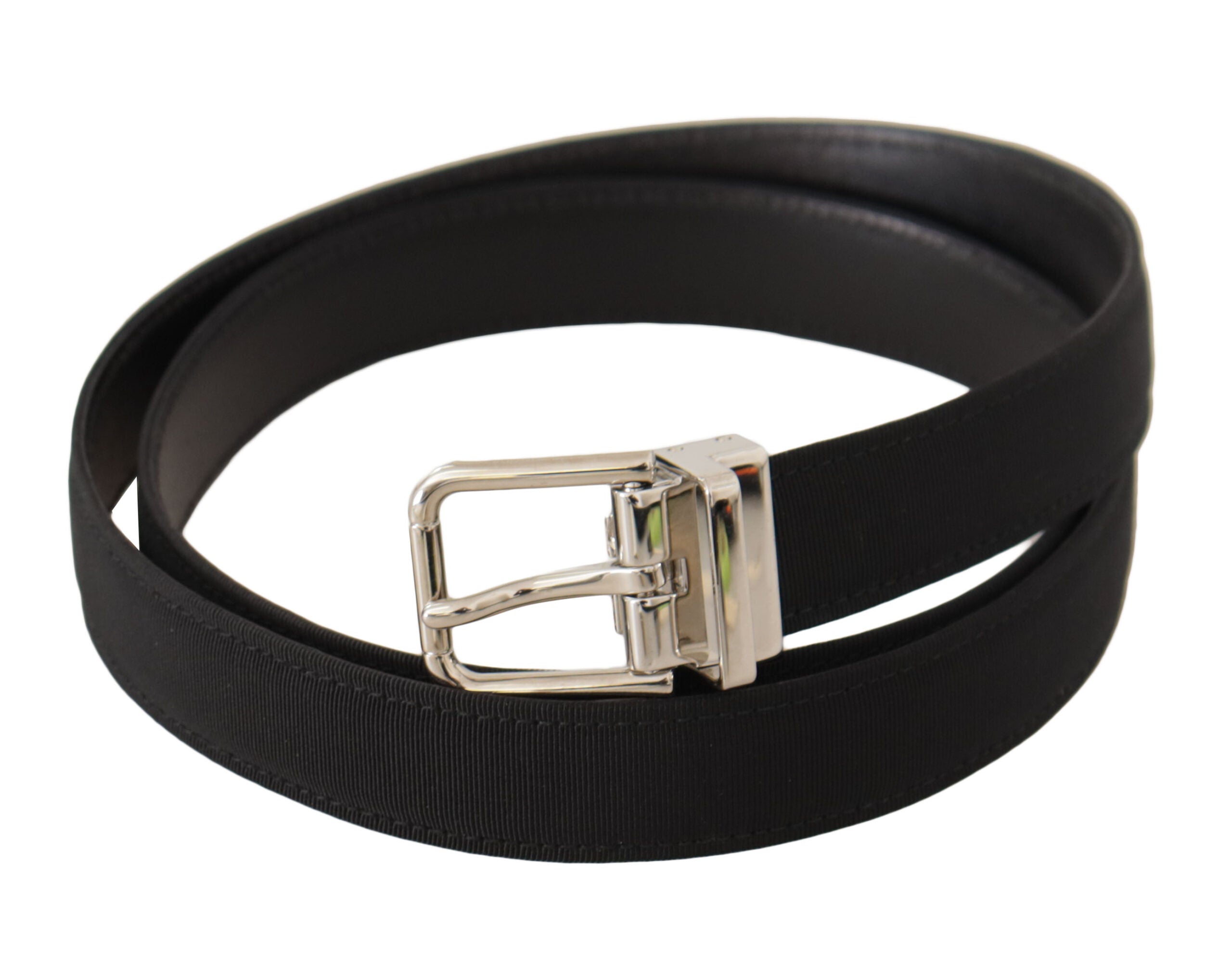 Dolce &amp; Gabbana Eleganter schwarzer Canvas- und Ledergürtel