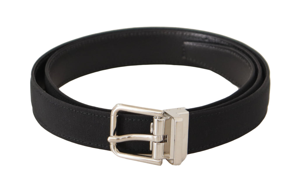 Dolce &amp; Gabbana Eleganter schwarzer Canvas- und Ledergürtel