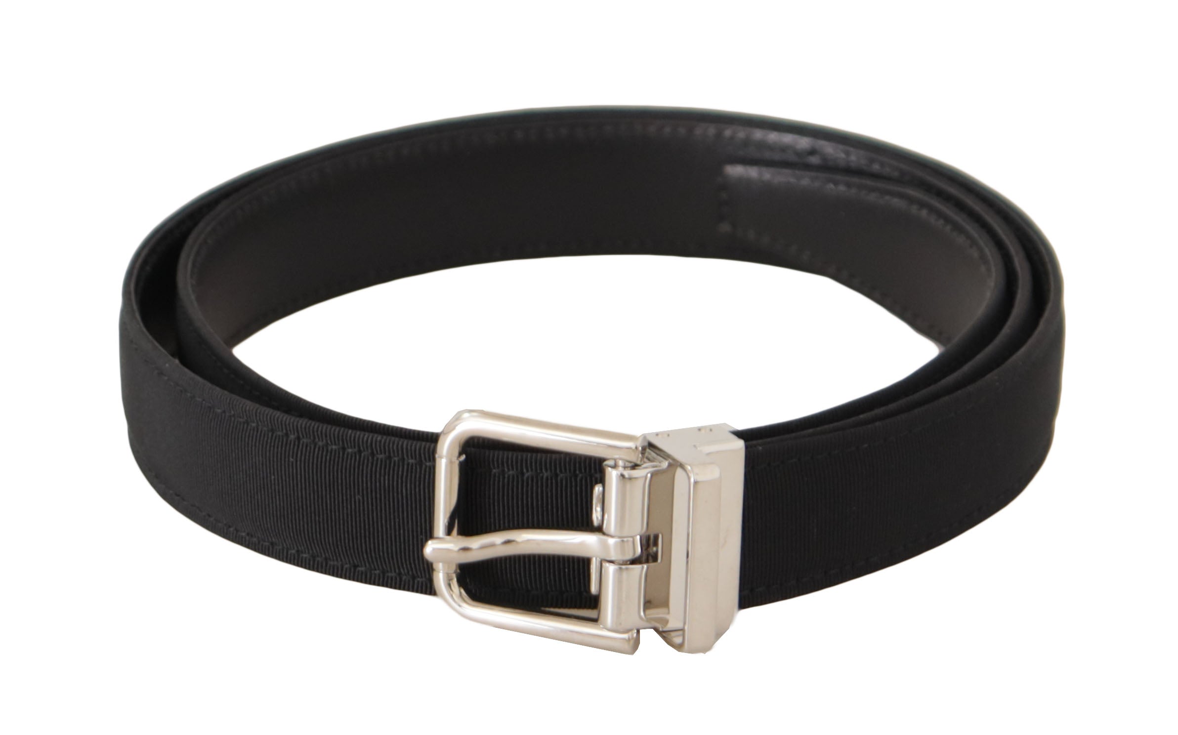 Dolce &amp; Gabbana Eleganter schwarzer Canvas- und Ledergürtel