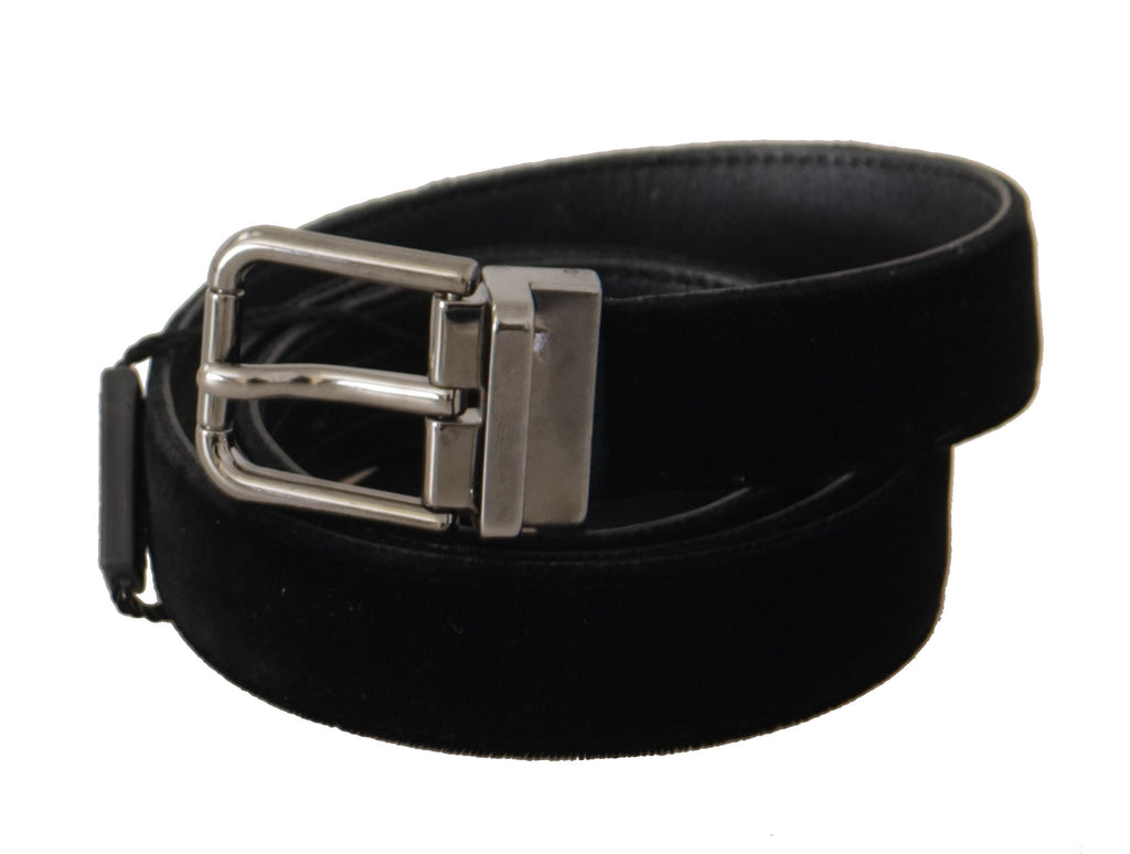 Dolce &amp; Gabbana Eleganter schwarzer D&amp;G-Gürtel aus Baumwoll-Leder