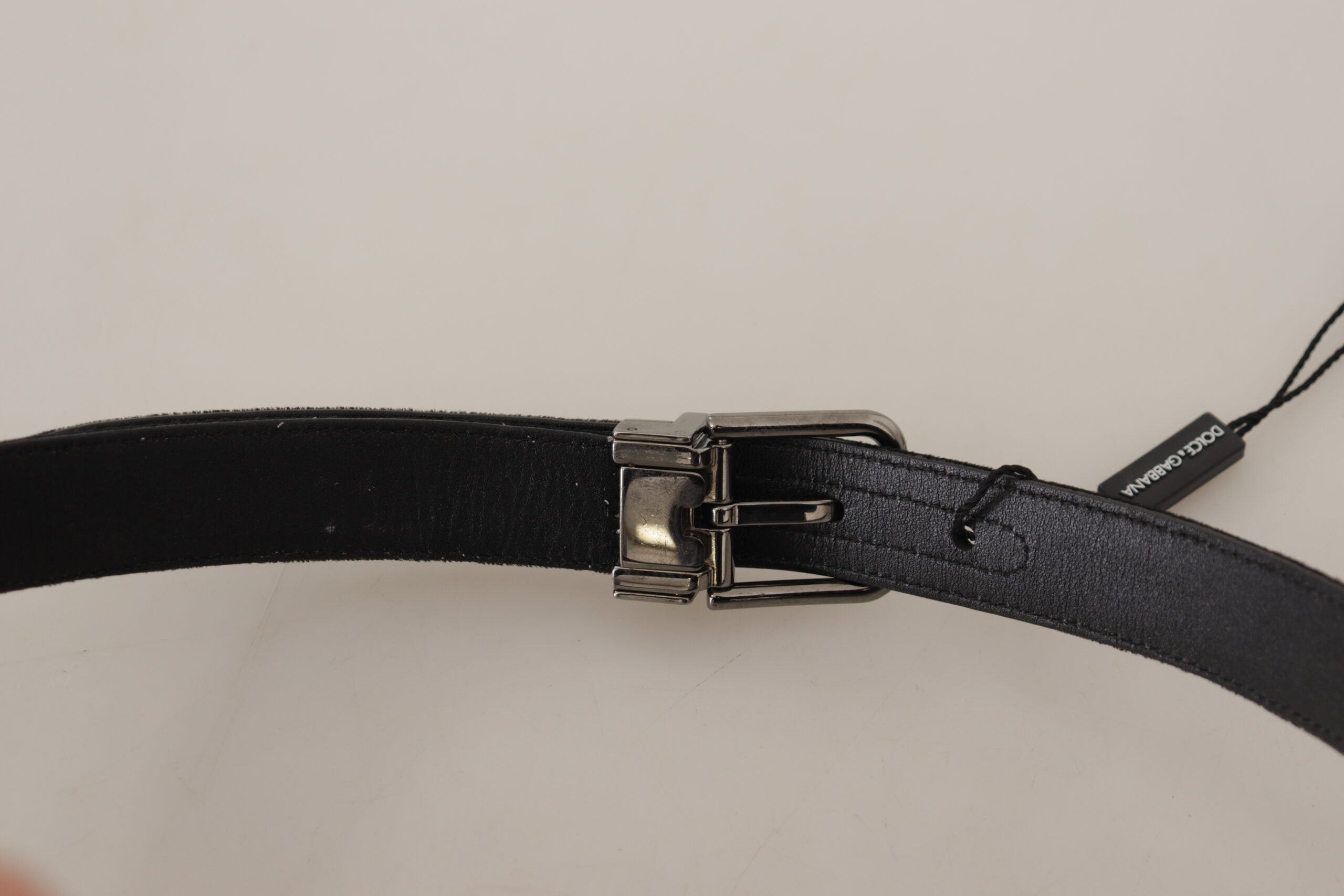Dolce &amp; Gabbana Eleganter schwarzer D&amp;G-Gürtel aus Baumwoll-Leder