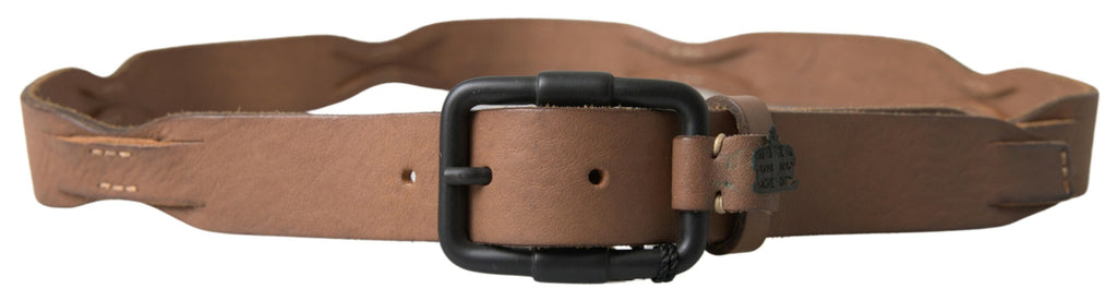 Ermanno Scervino Eleganter Taillengürtel aus braunem Leder mit schwarzer Metallschnalle