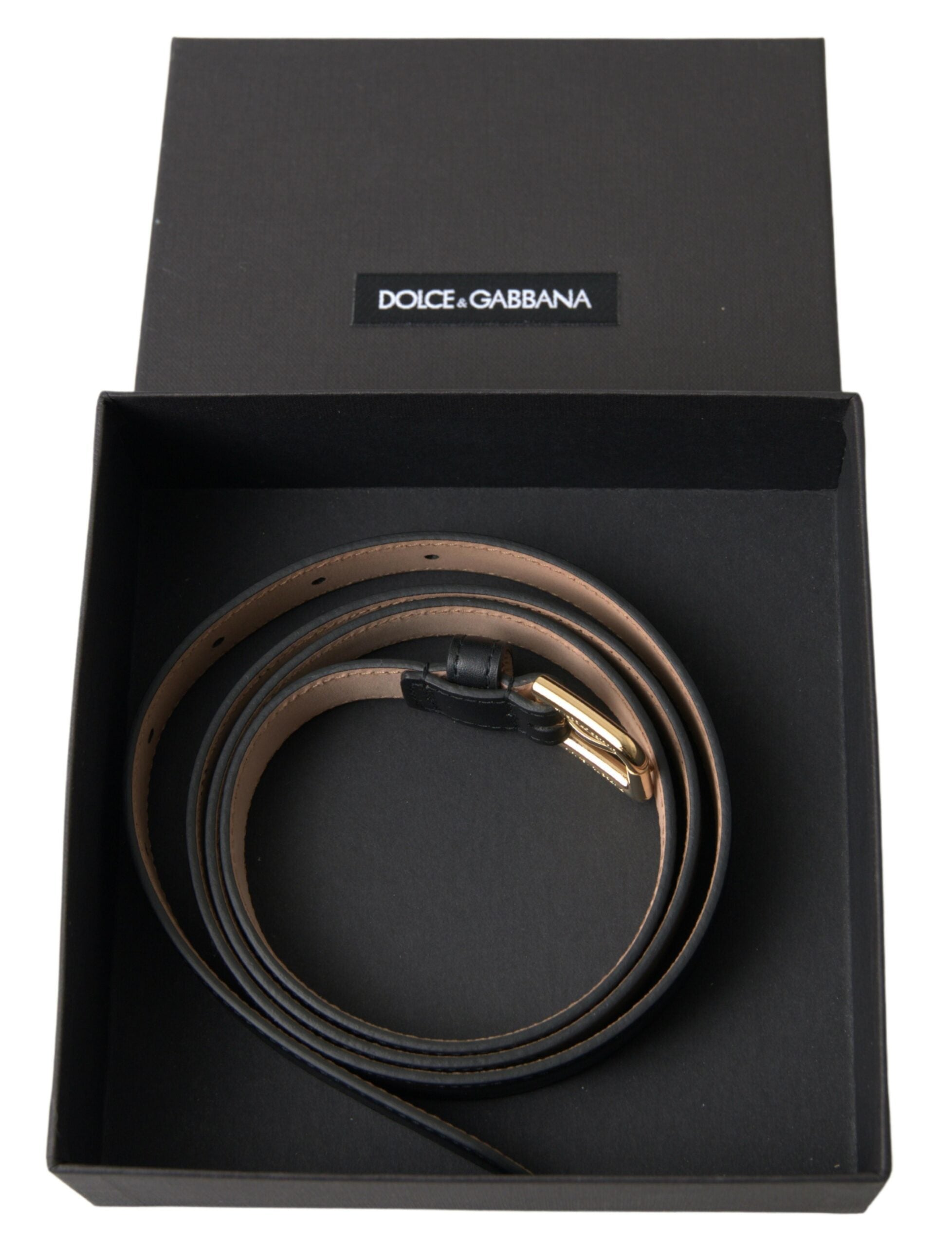 Dolce &amp; Gabbana Eleganter italienischer Ledergürtel mit Metallschnalle