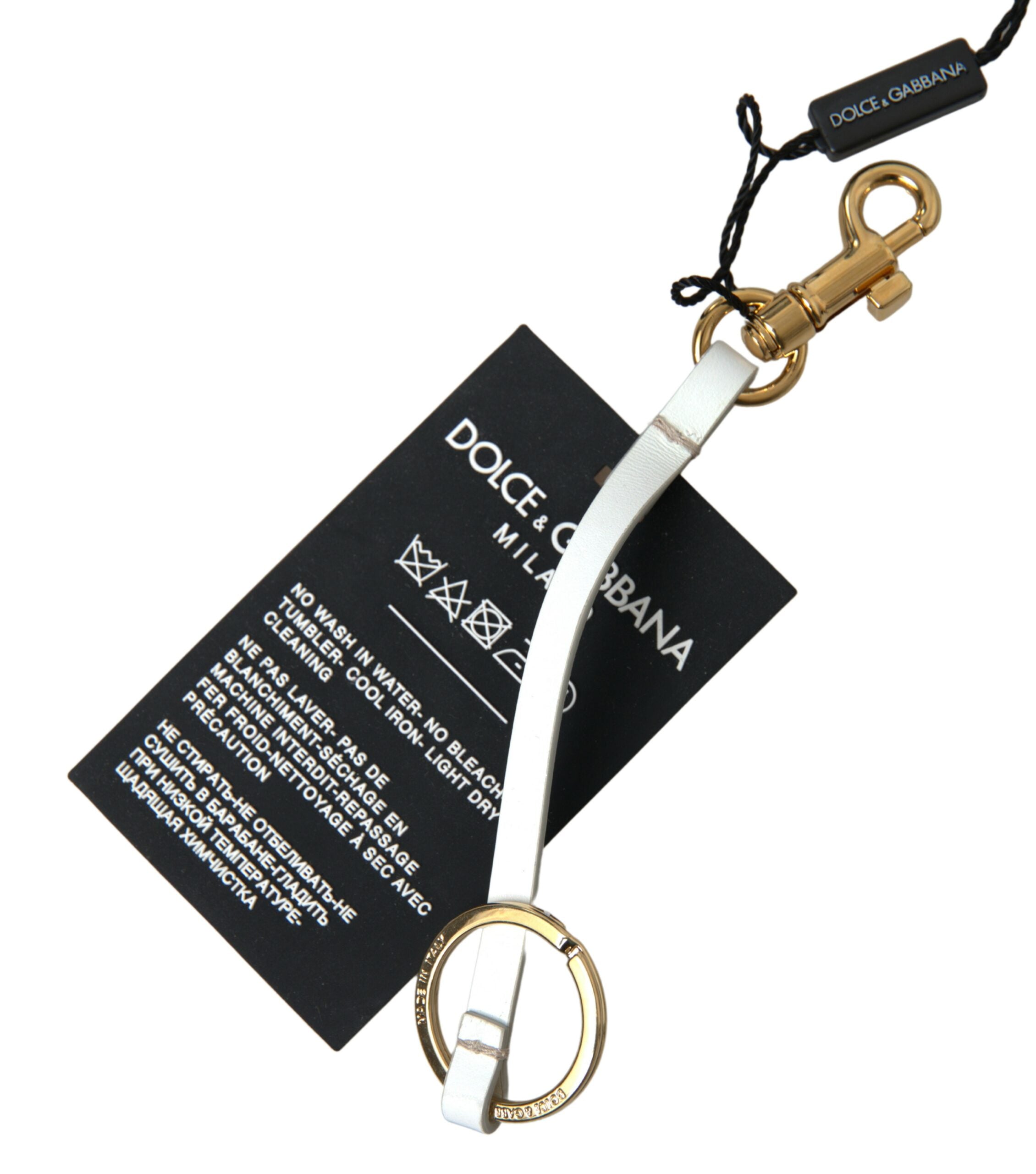 Dolce &amp; Gabbana Chic Schwarz-Gold Designer-Schlüsselanhänger