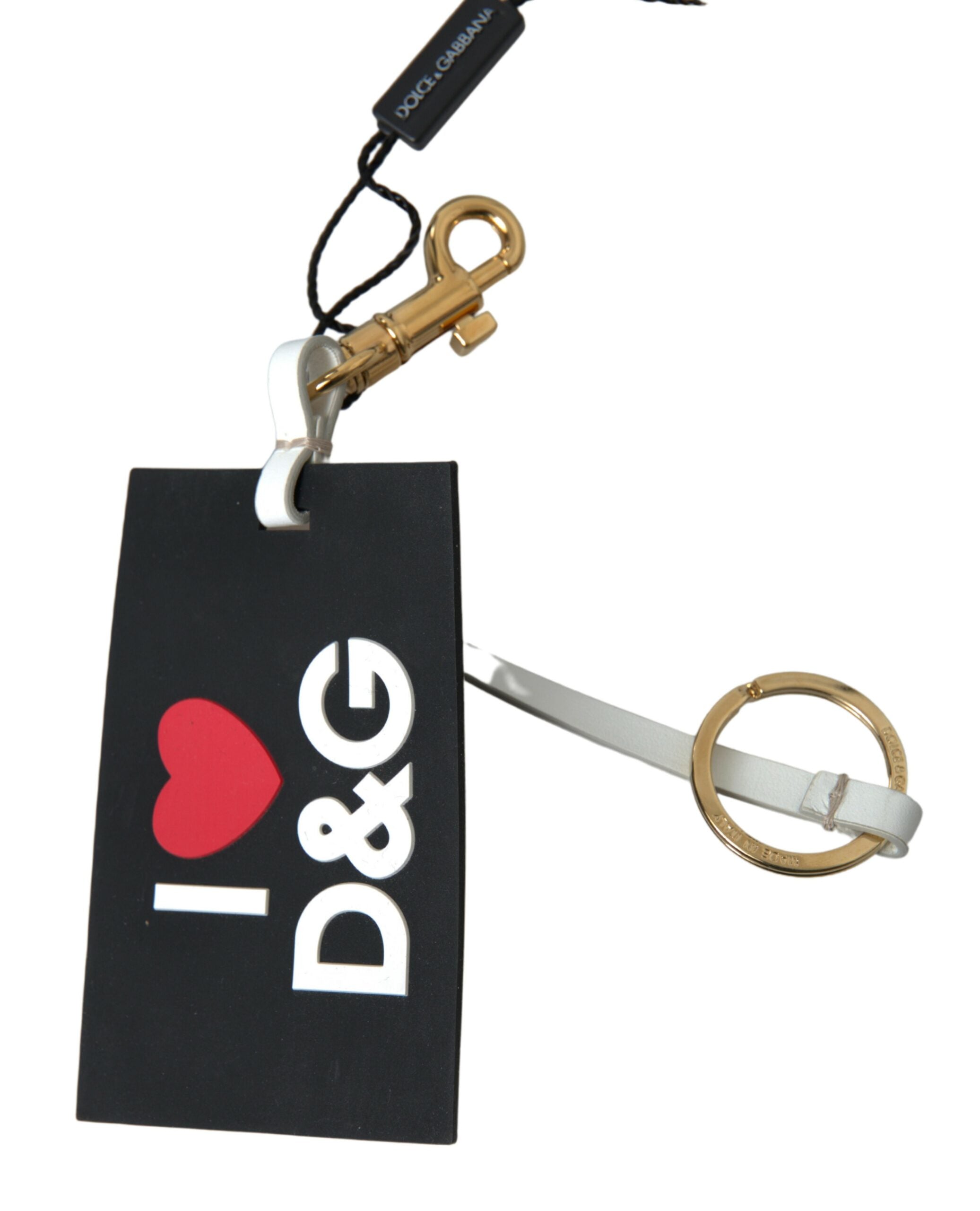 Dolce &amp; Gabbana Chic Schwarz-Gold Designer-Schlüsselanhänger
