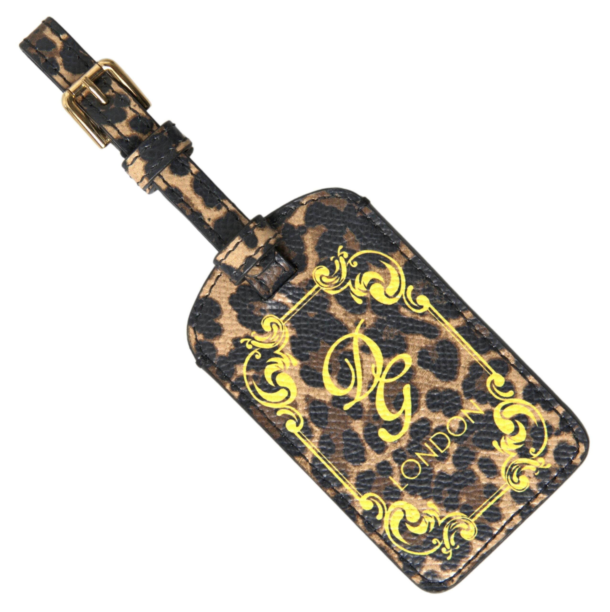 Dolce &amp; Gabbana Eleganter Gepäckanhänger aus Leopardenleder
