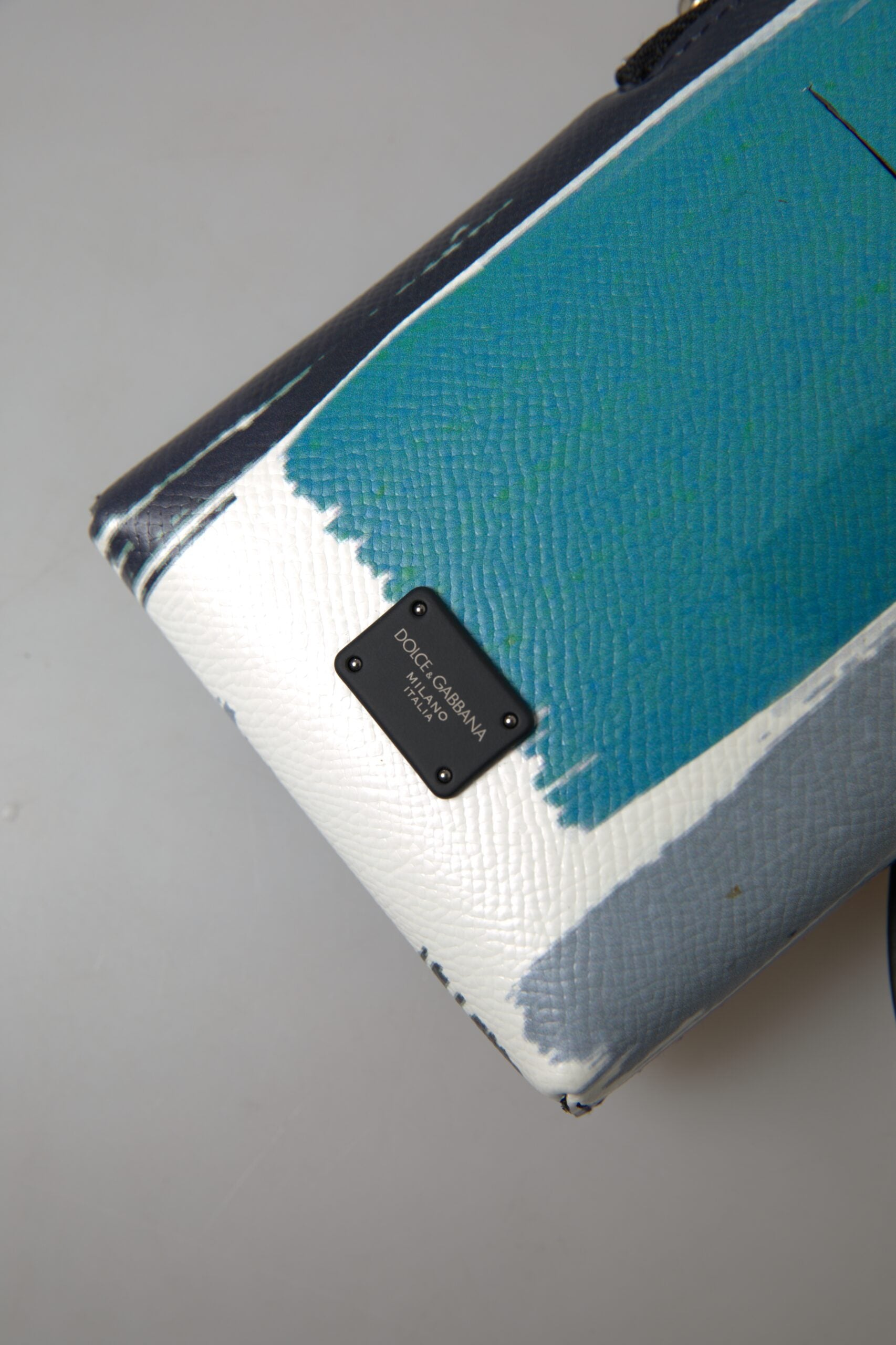 Dolce &amp; Gabbana – Elegante Crossbody-Handytasche aus Leder in Blau und Weiß