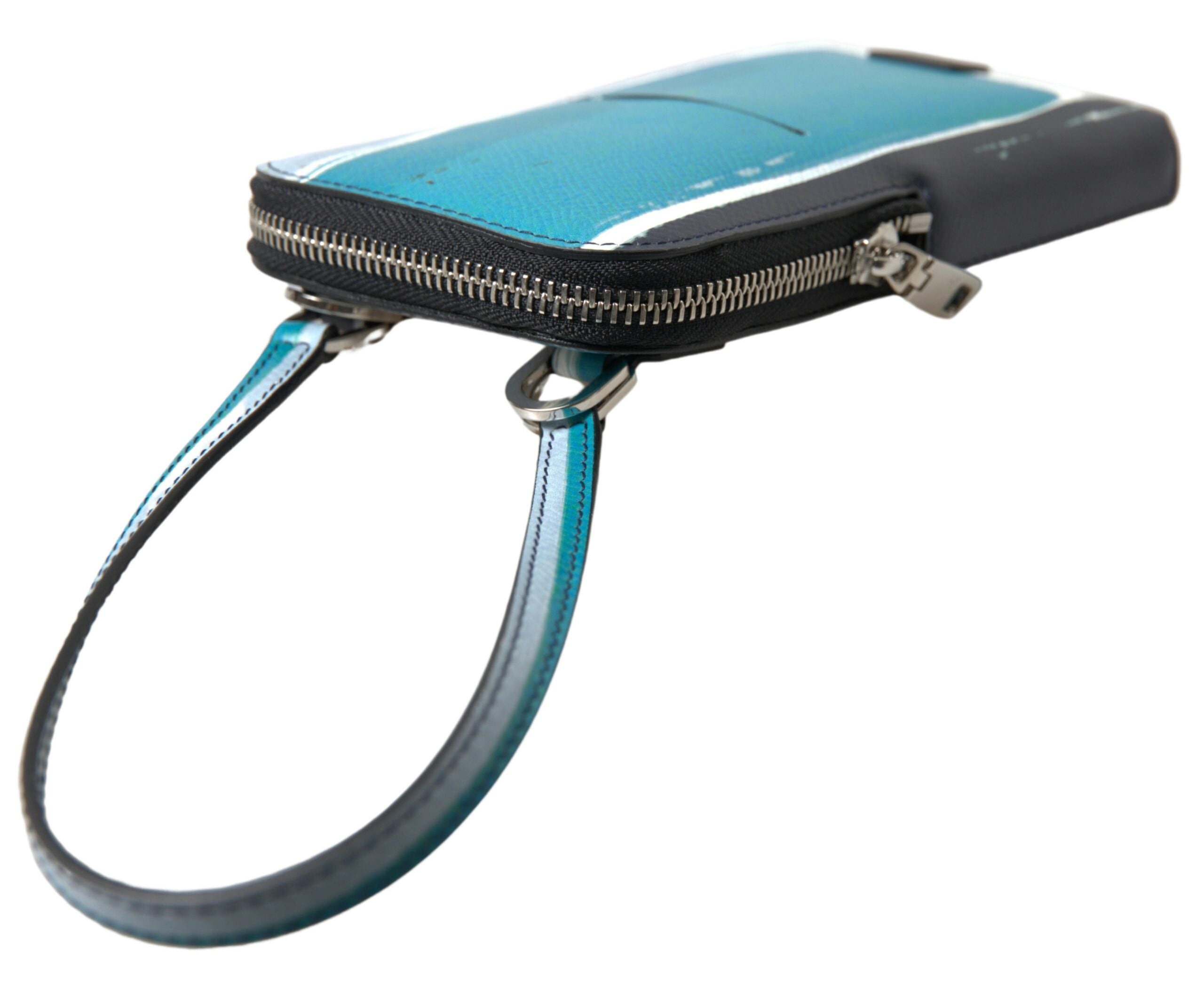 Dolce &amp; Gabbana – Elegante Crossbody-Handytasche aus Leder in Blau und Weiß