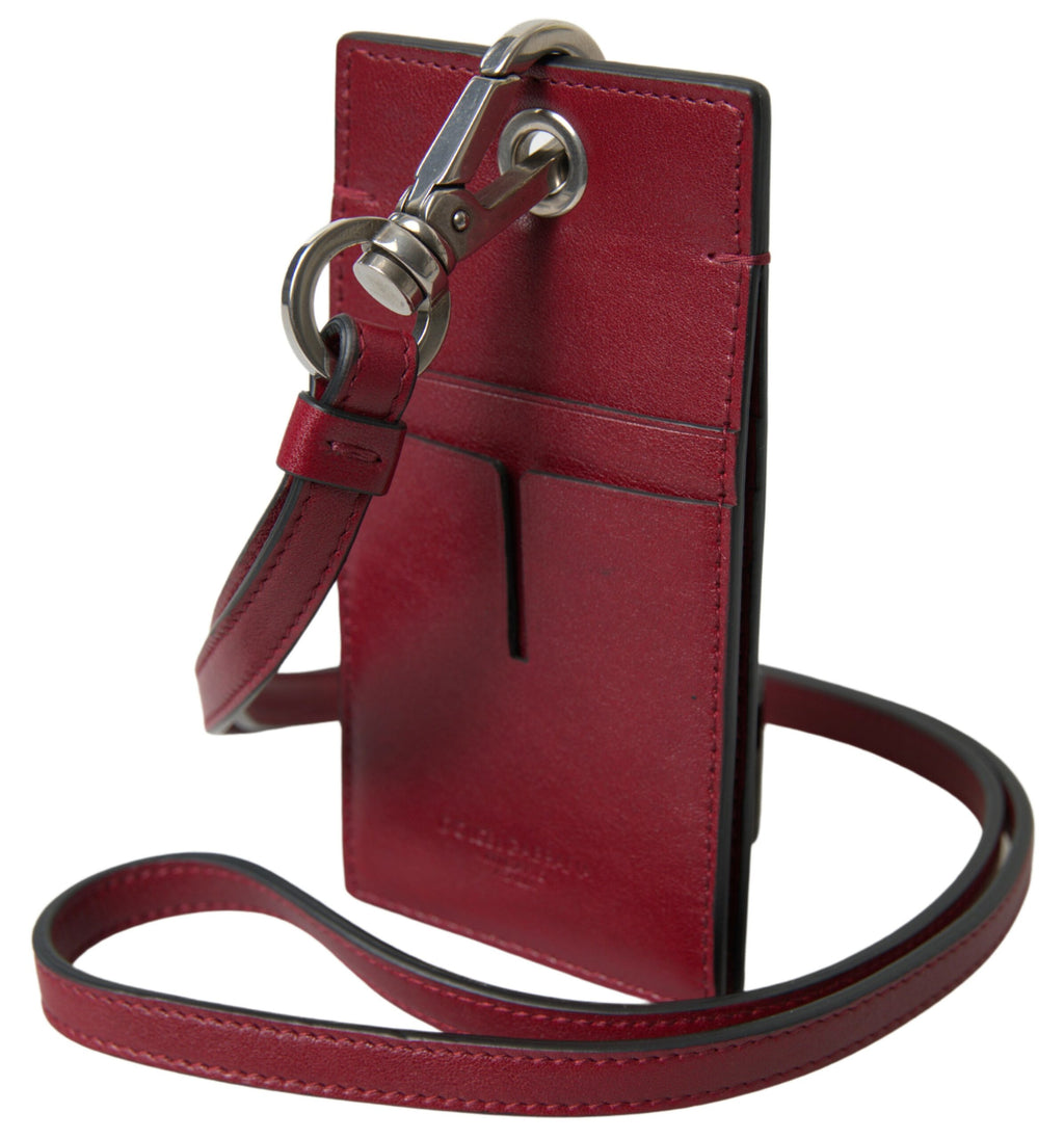 Dolce &amp; Gabbana Elegantes Kartenetui aus rotem Leder mit Schlüsselband
