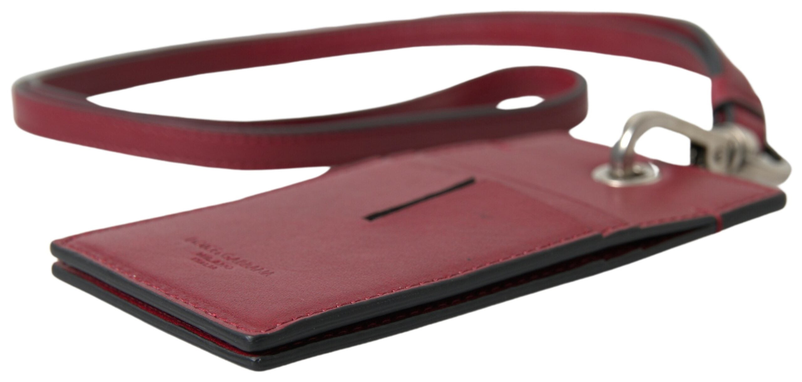 Dolce &amp; Gabbana Elegantes Kartenetui aus rotem Leder mit Schlüsselband