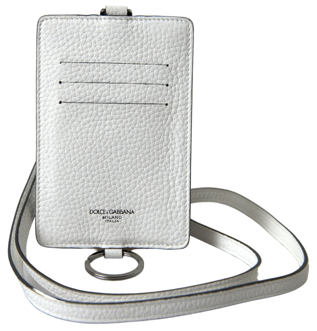 Dolce &amp; Gabbana Elegantes Kartenetui aus weißem Leder