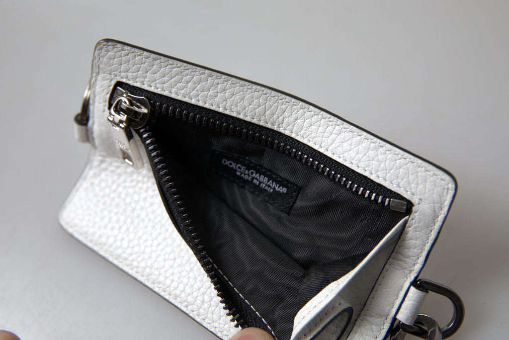 Dolce &amp; Gabbana Elegantes Kartenetui aus weißem Leder