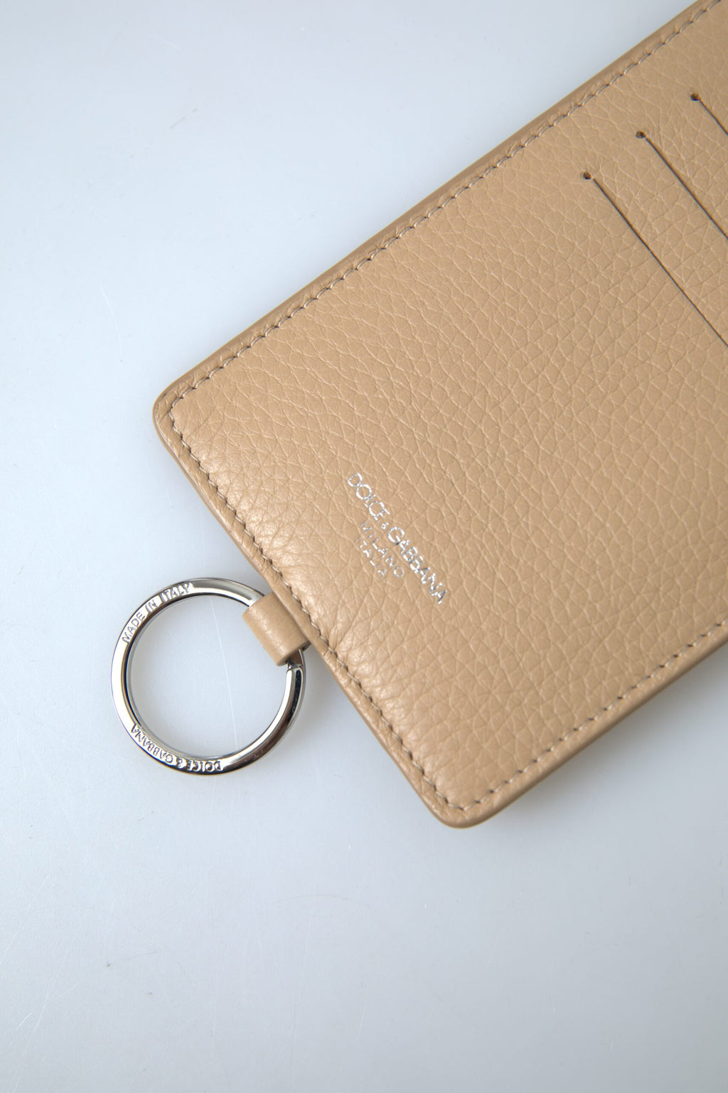 Dolce &amp; Gabbana Elegantes Kartenetui aus beigefarbenem Leder