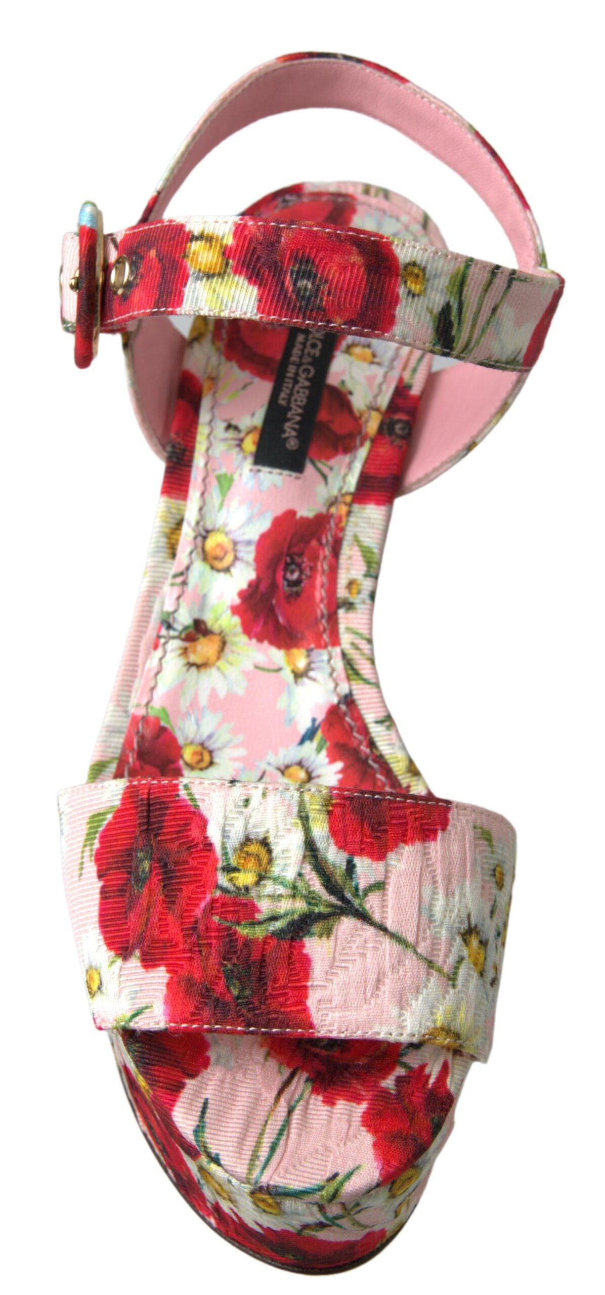 Dolce &amp; Gabbana – Sandalen mit Keilabsatz und Knöchelriemen mit Blumenmuster