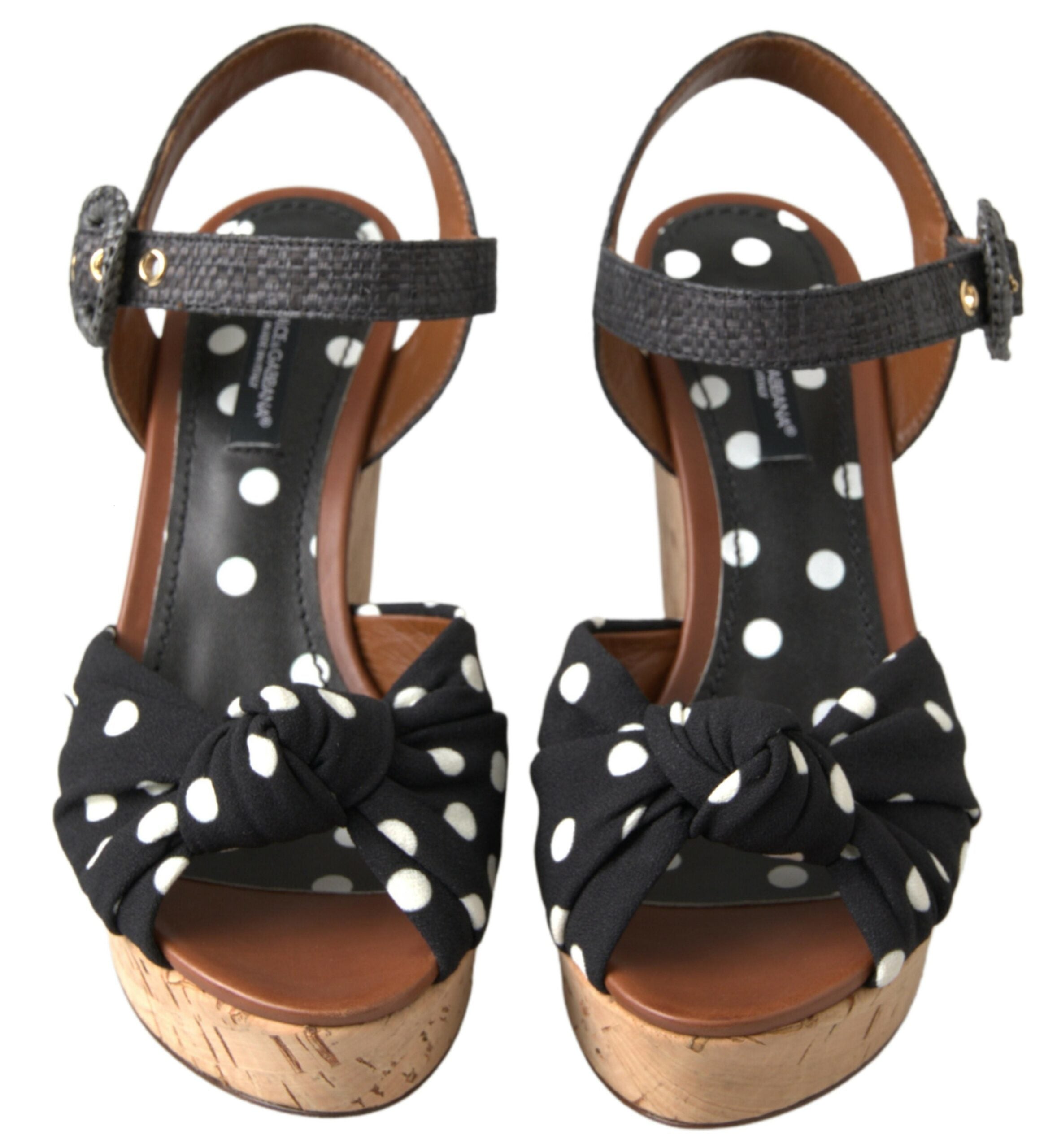 Dolce &amp; Gabbana – Schicke Keilabsatzschuhe mit Knöchelriemen und Punkten