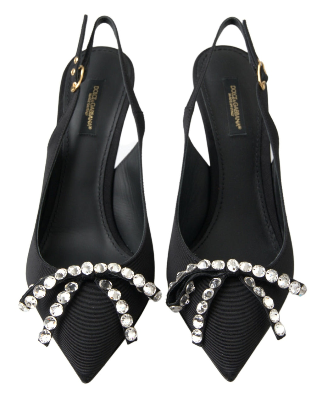 Dolce &amp; Gabbana – Verzierte schwarze Slingback-Pumps