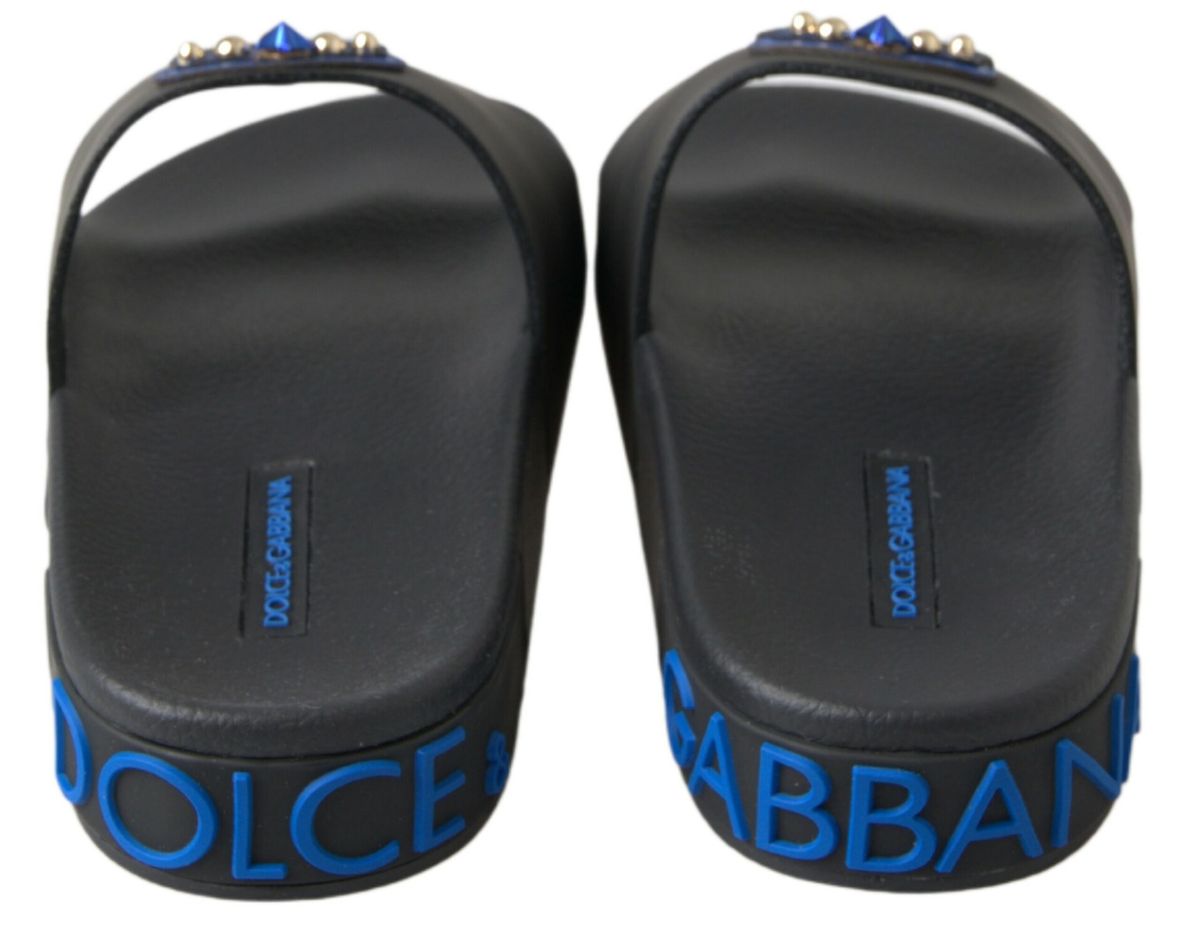 Dolce &amp; Gabbana Elegante Slide-Sandalen aus schwarzem Leder