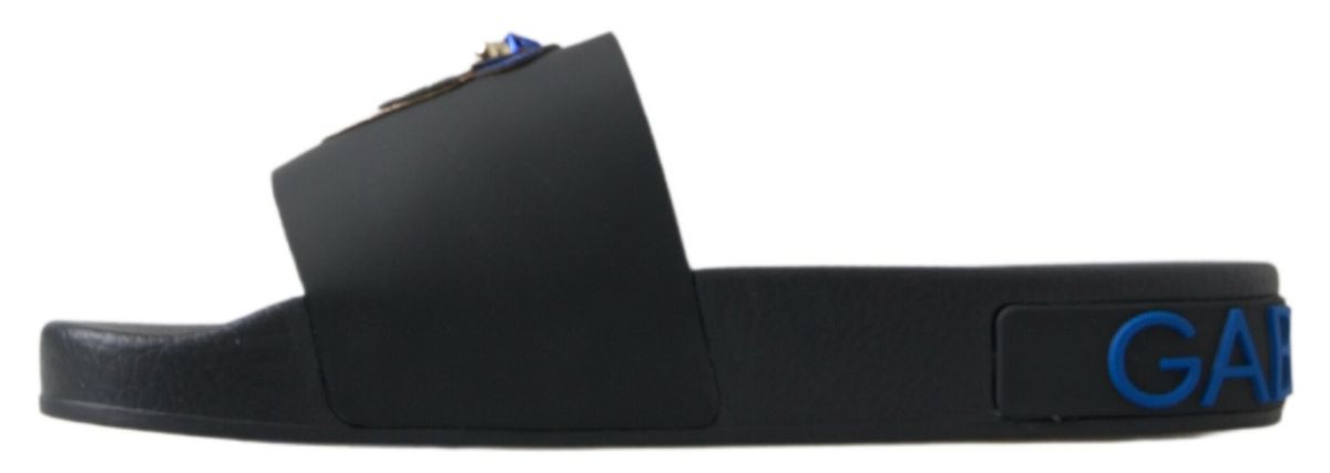 Dolce &amp; Gabbana Elegante Slide-Sandalen aus schwarzem Leder