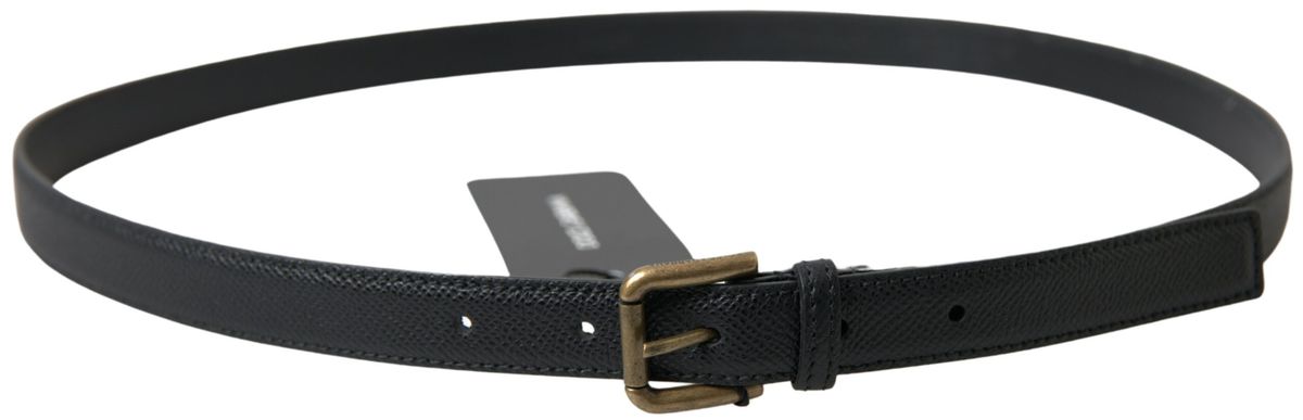 Dolce &amp; Gabbana Eleganter schwarzer italienischer Ledergürtel