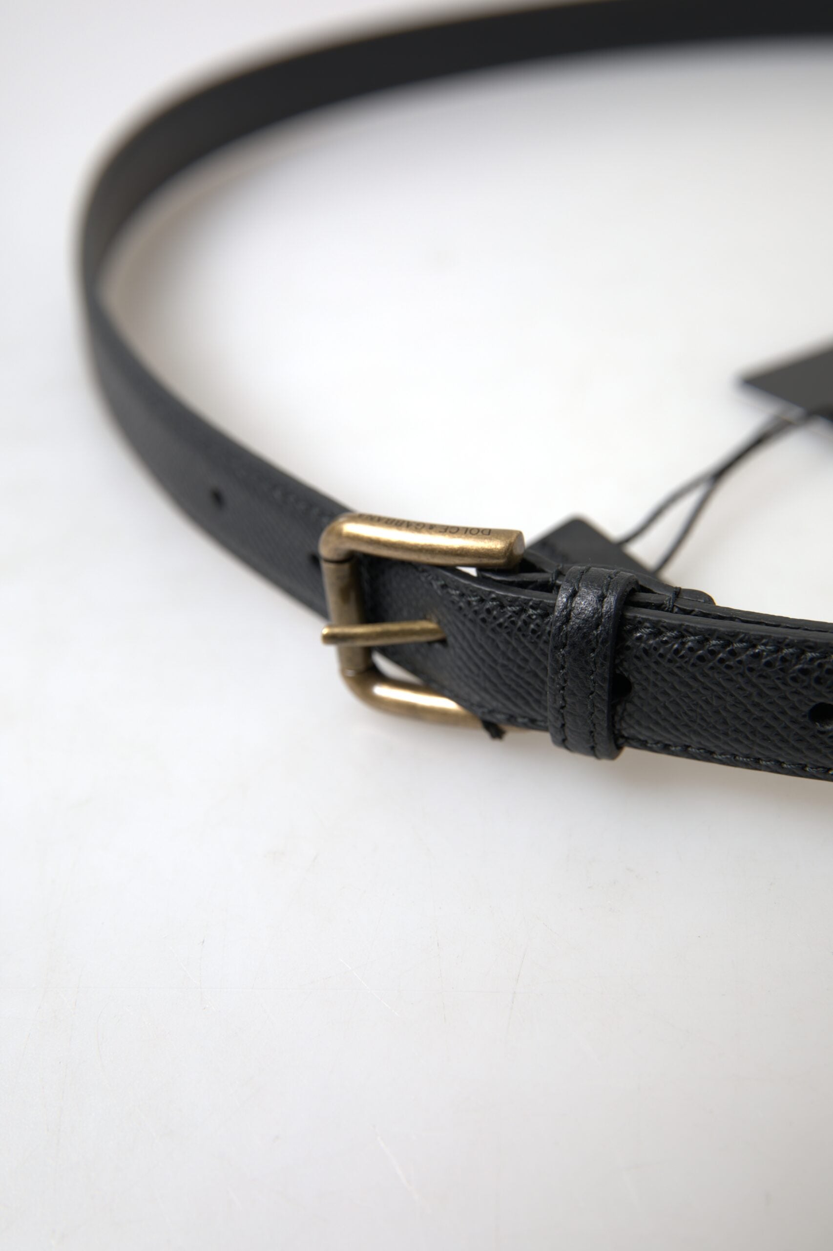 Dolce &amp; Gabbana Eleganter schwarzer italienischer Ledergürtel