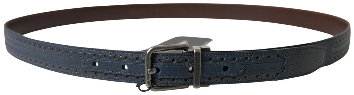 Dolce &amp; Gabbana Eleganter blauer Ledergürtel mit Metallschnalle