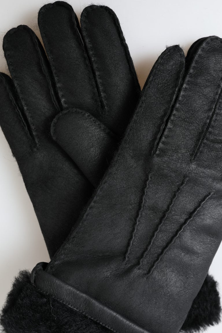 Dolce &amp; Gabbana Elegante schwarze Winterhandschuhe aus Leder