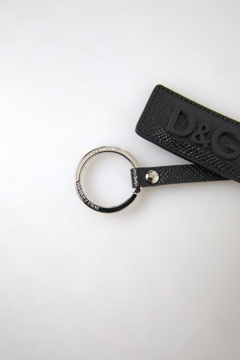 Dolce &amp; Gabbana Elegantes Schlüsselanhänger-Accessoire aus schwarzem Leder
