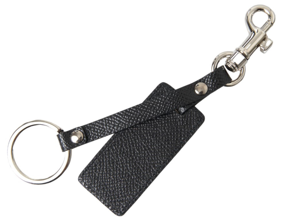 Dolce &amp; Gabbana Elegantes Schlüsselanhänger-Accessoire aus schwarzem Leder