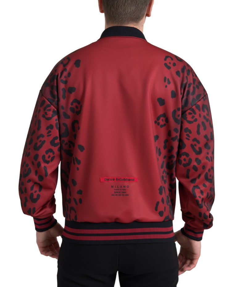 Dolce &amp; Gabbana – Rote Bomberjacke mit Leopardenmuster
