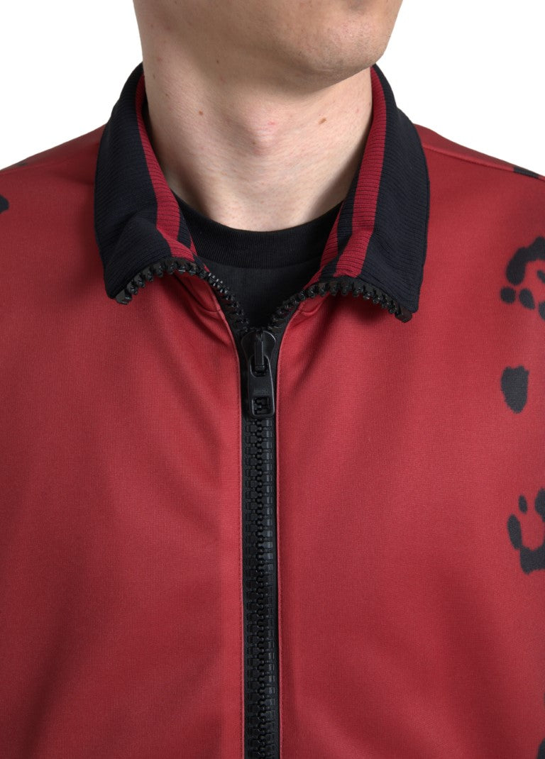 Dolce &amp; Gabbana – Rote Bomberjacke mit Leopardenmuster