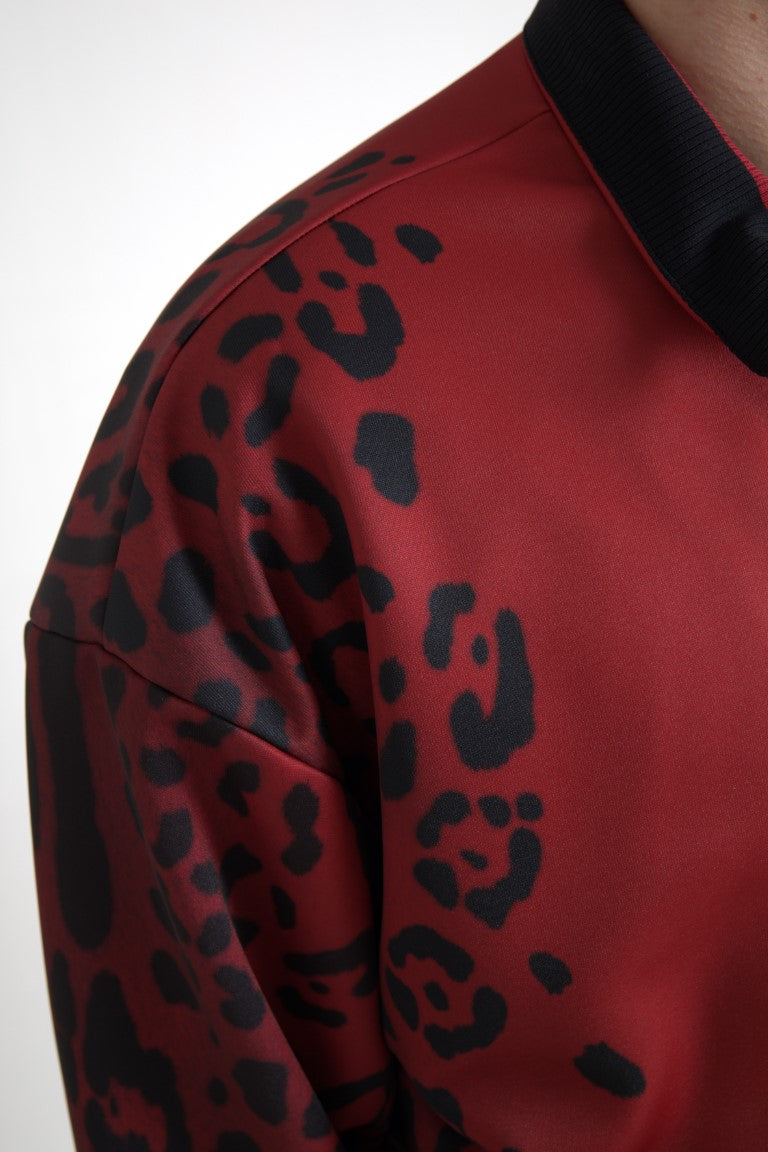 Dolce &amp; Gabbana – Rote Bomberjacke mit Leopardenmuster