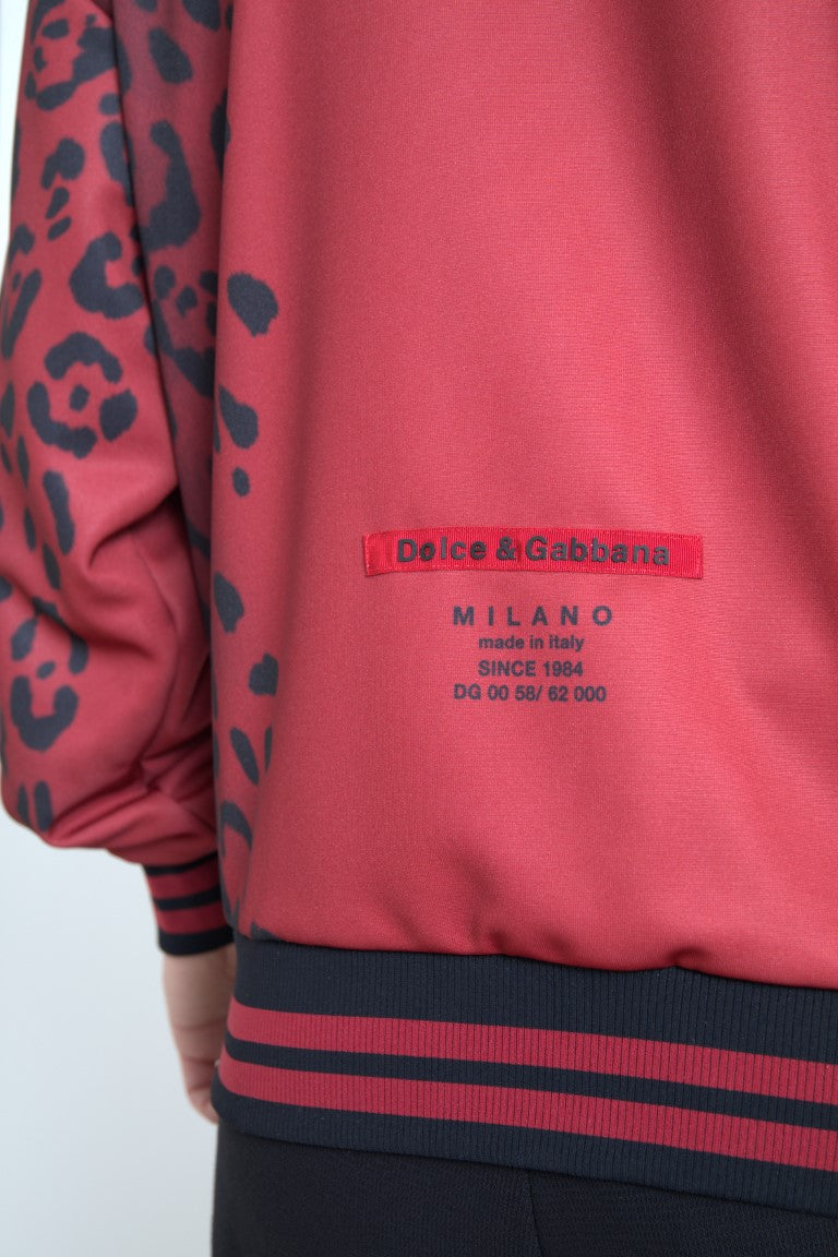 Dolce &amp; Gabbana – Rote Bomberjacke mit Leopardenmuster