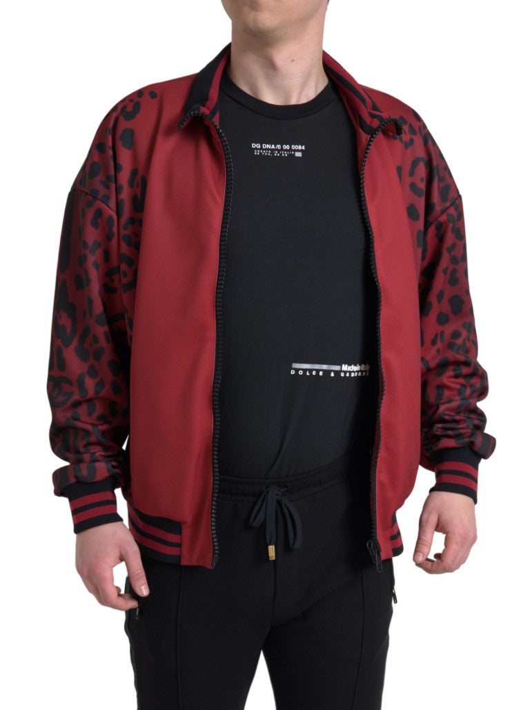 Dolce &amp; Gabbana – Rote Bomberjacke mit Leopardenmuster