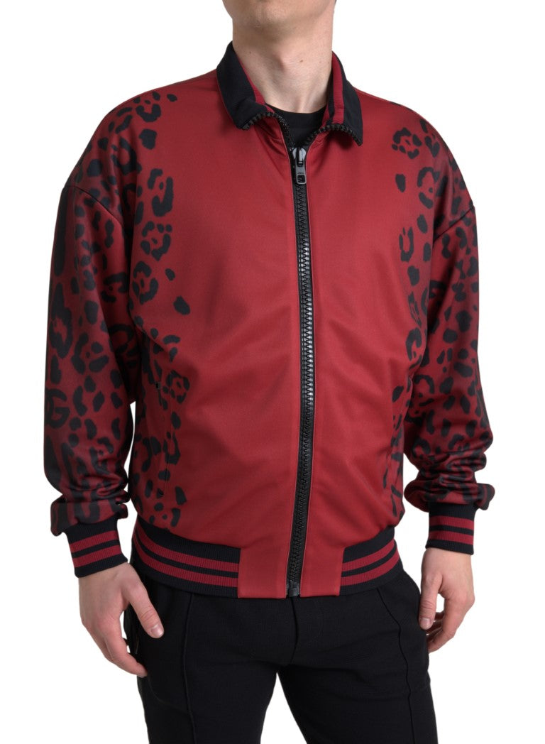 Dolce &amp; Gabbana – Rote Bomberjacke mit Leopardenmuster