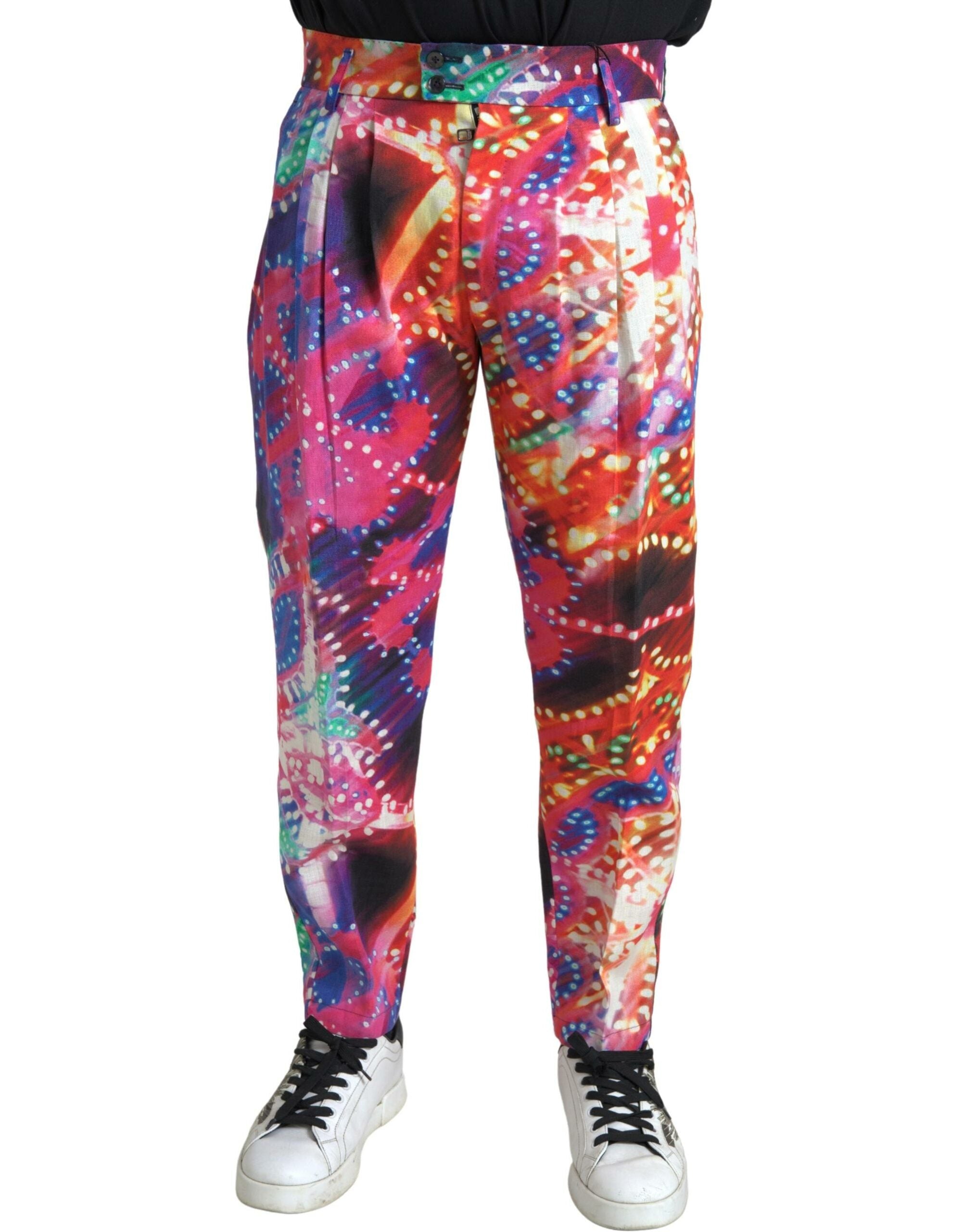 Dolce &amp; Gabbana Mehrfarbige Chinohose aus Leinen – Italienische Eleganz
