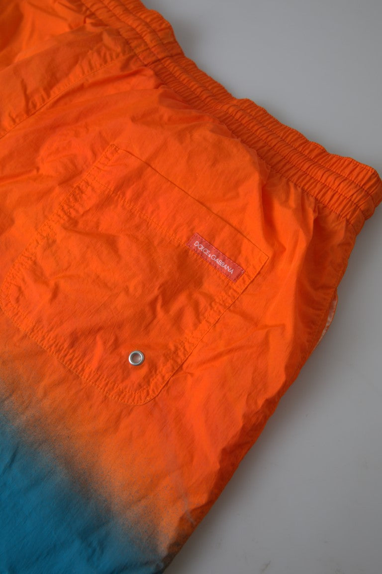 Dolce &amp; Gabbana Orange Blau Gradient Beachwear Bademode Shorts