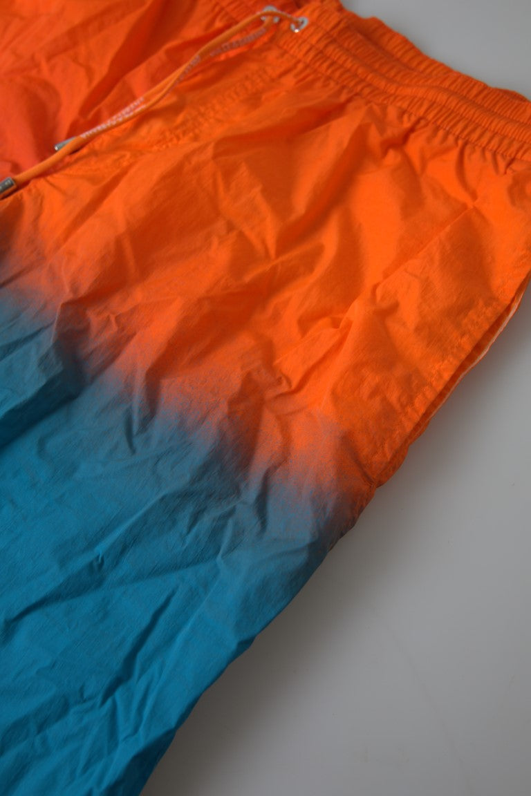 Dolce &amp; Gabbana Orange Blau Gradient Beachwear Bademode Shorts