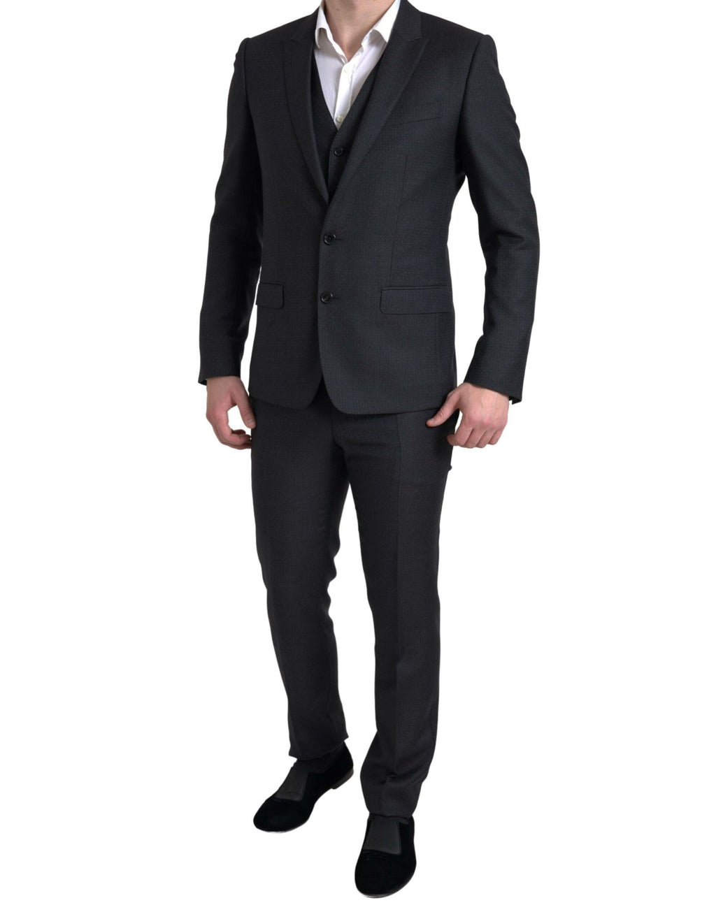 Dolce &amp; Gabbana – Eleganter schwarzer Martini-Slim-Fit-3-teiliger Anzug