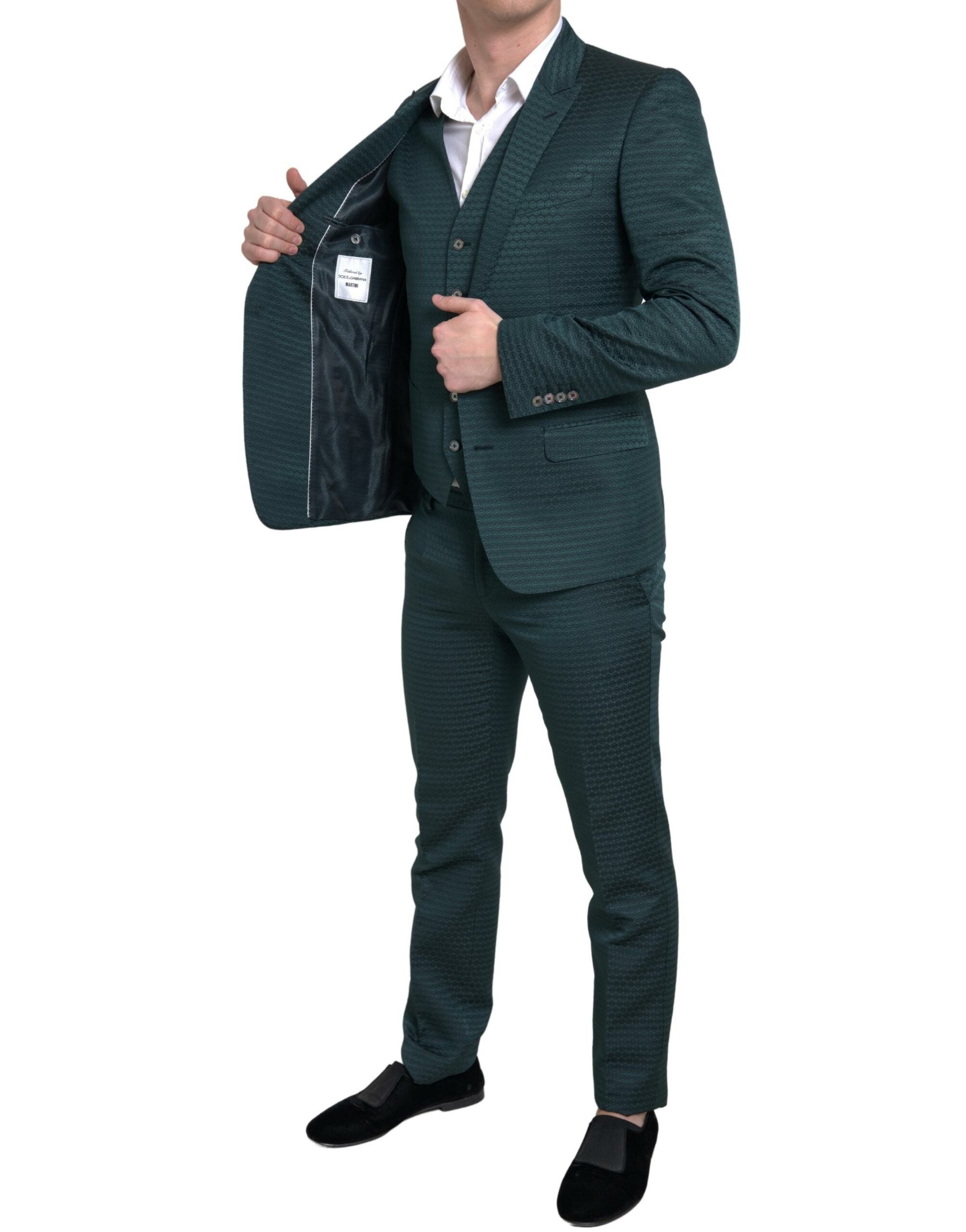 Dolce &amp; Gabbana Emerald Elegance Slim Fit 3-teiliger Anzug
