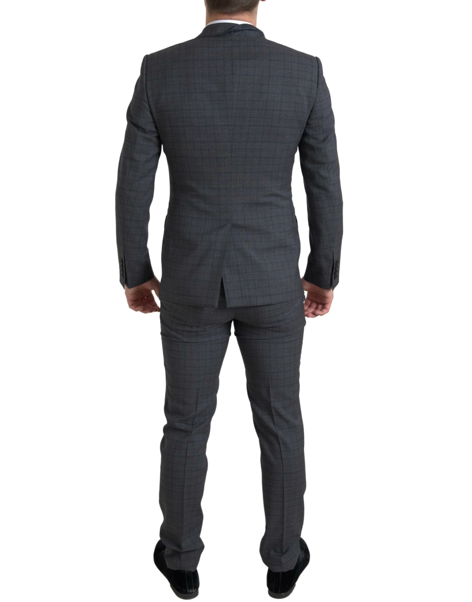 Dolce &amp; Gabbana – Eleganter, grau karierter Slim-Fit-Anzug