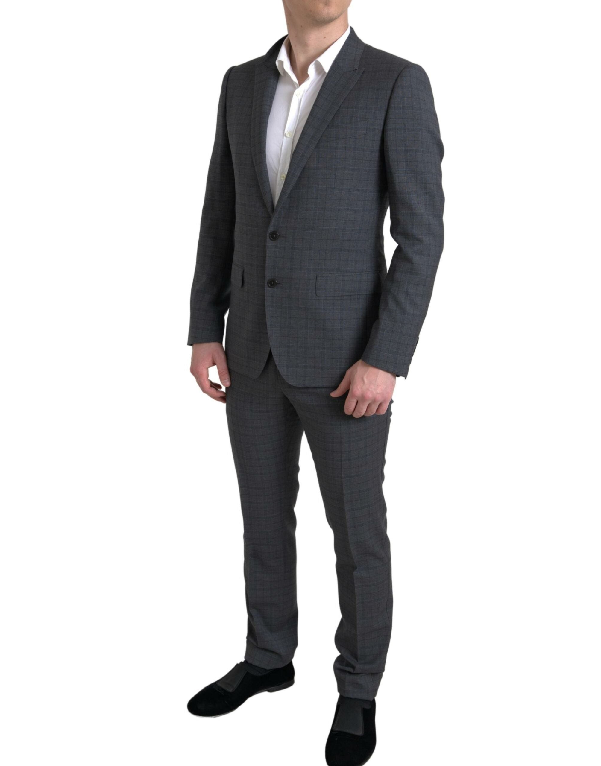 Dolce &amp; Gabbana – Eleganter, grau karierter Slim-Fit-Anzug