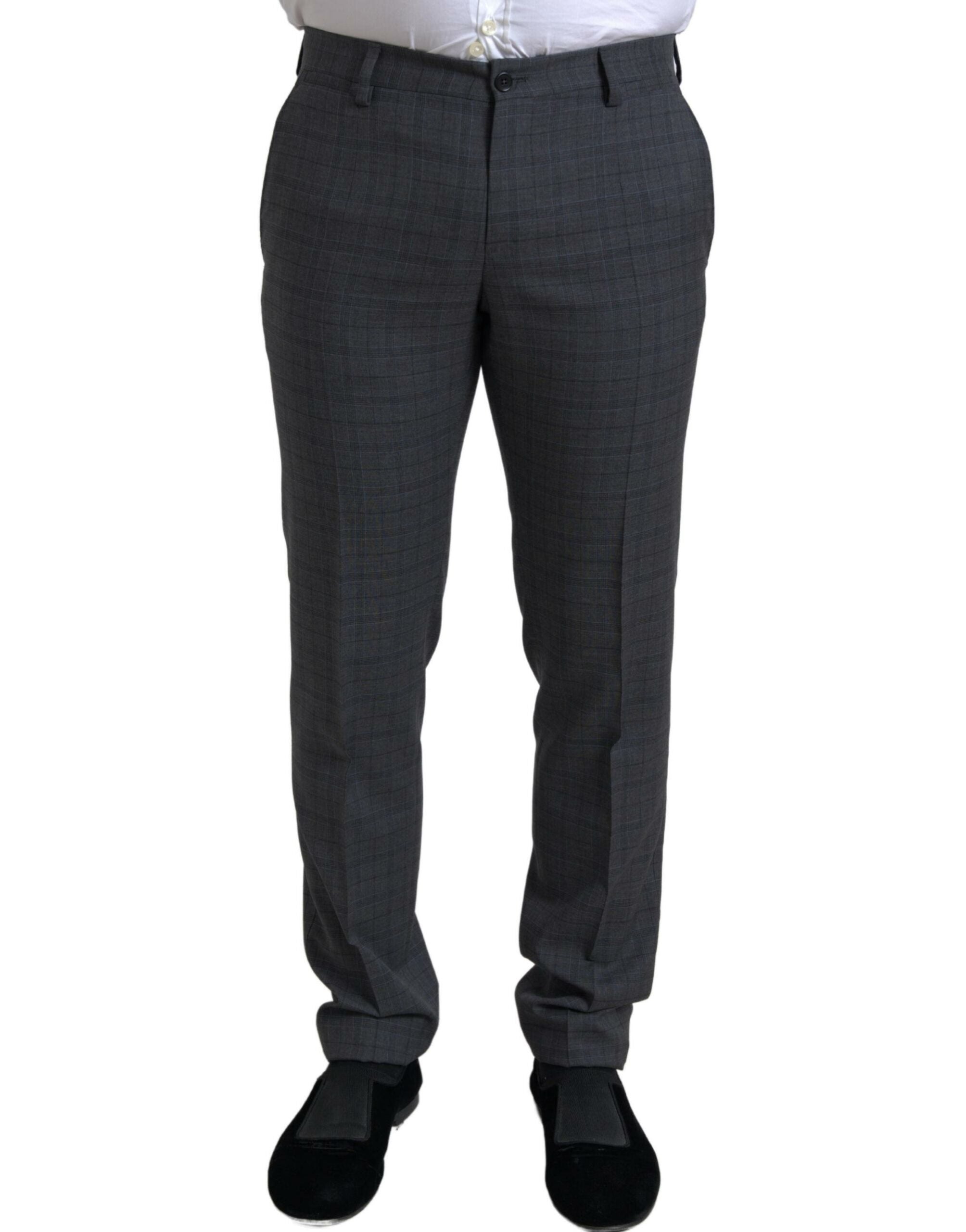 Dolce &amp; Gabbana – Eleganter, grau karierter Slim-Fit-Anzug